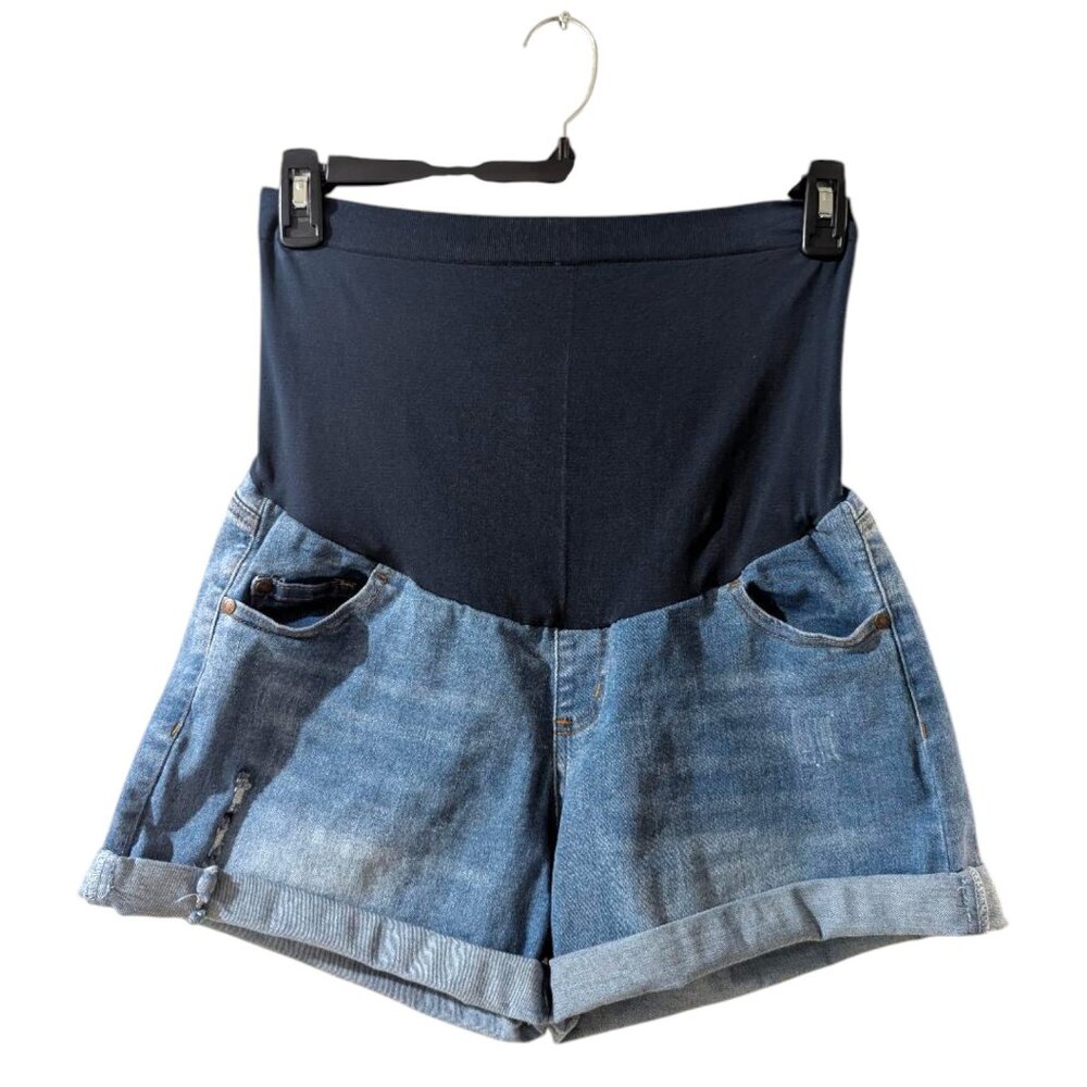 HOFISH Over the Belly Maternity Shorts Size L – Comfy Stretch Cotton with Pocket